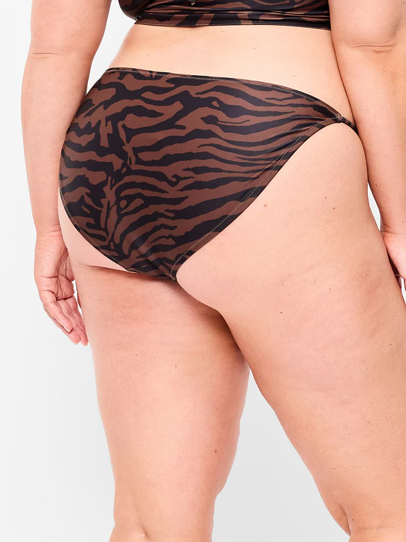 Beaded Mid-Rise Bikini Swim Bottoms