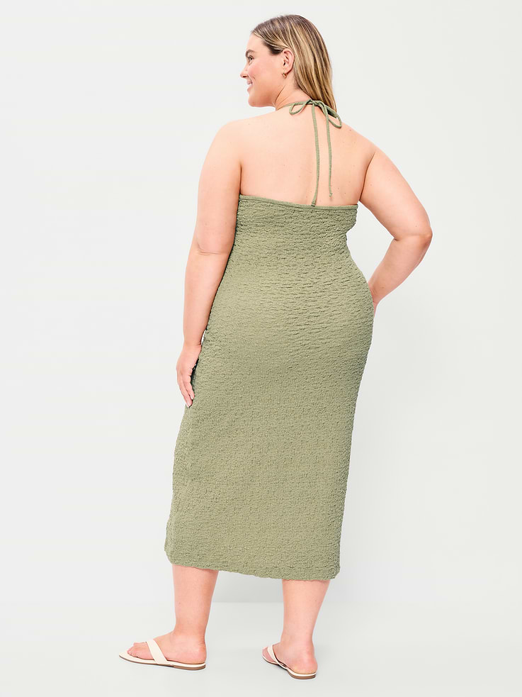 Image number 8 showing, Beaded Halter-Neck Textured Midi Dress