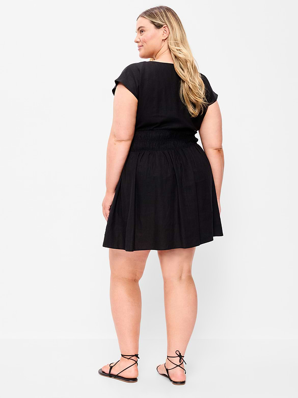 Smocked-Bodice Fit & Flare Mini Dress