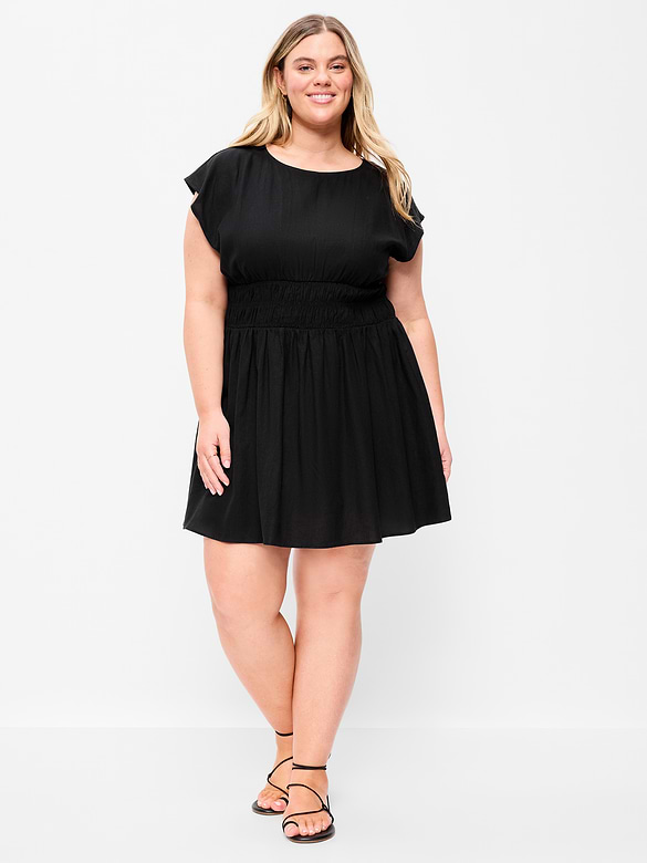 Smocked-Bodice Fit & Flare Mini Dress