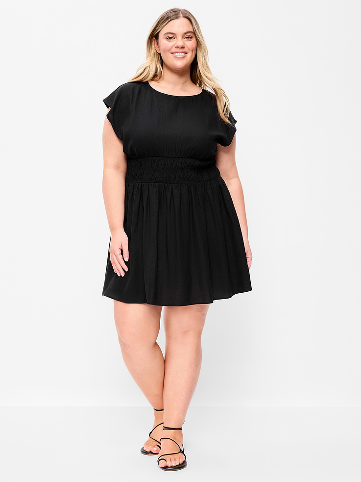 Image number 9 showing, Smocked-Bodice Fit & Flare Mini Dress