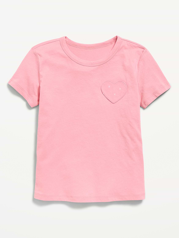 Softest Short-Sleeve Heart-Pocket T-Shirt for Girls