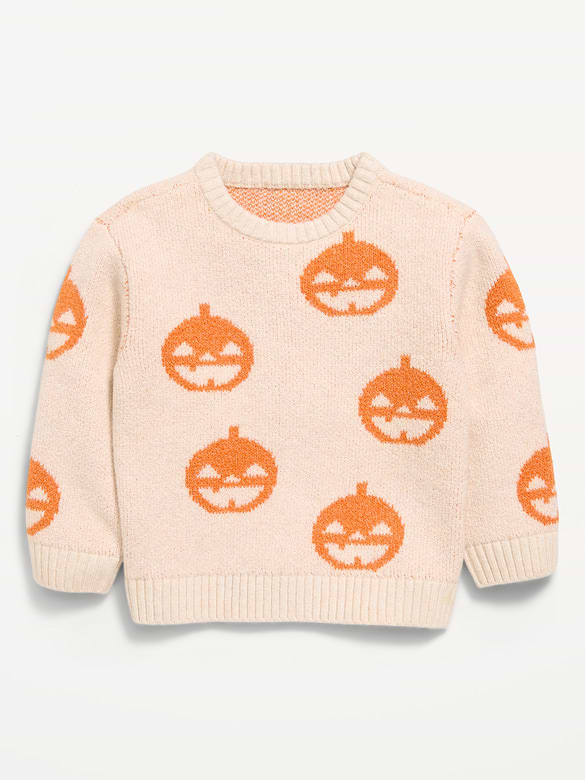 Printed Oversized Crew-Neck Sweater for Toddler Boys