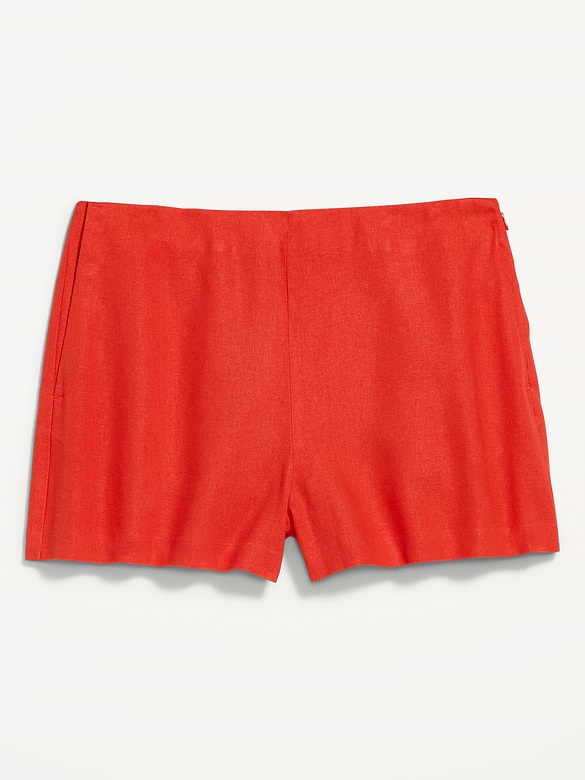 Short court à taille haute en mélange de lin