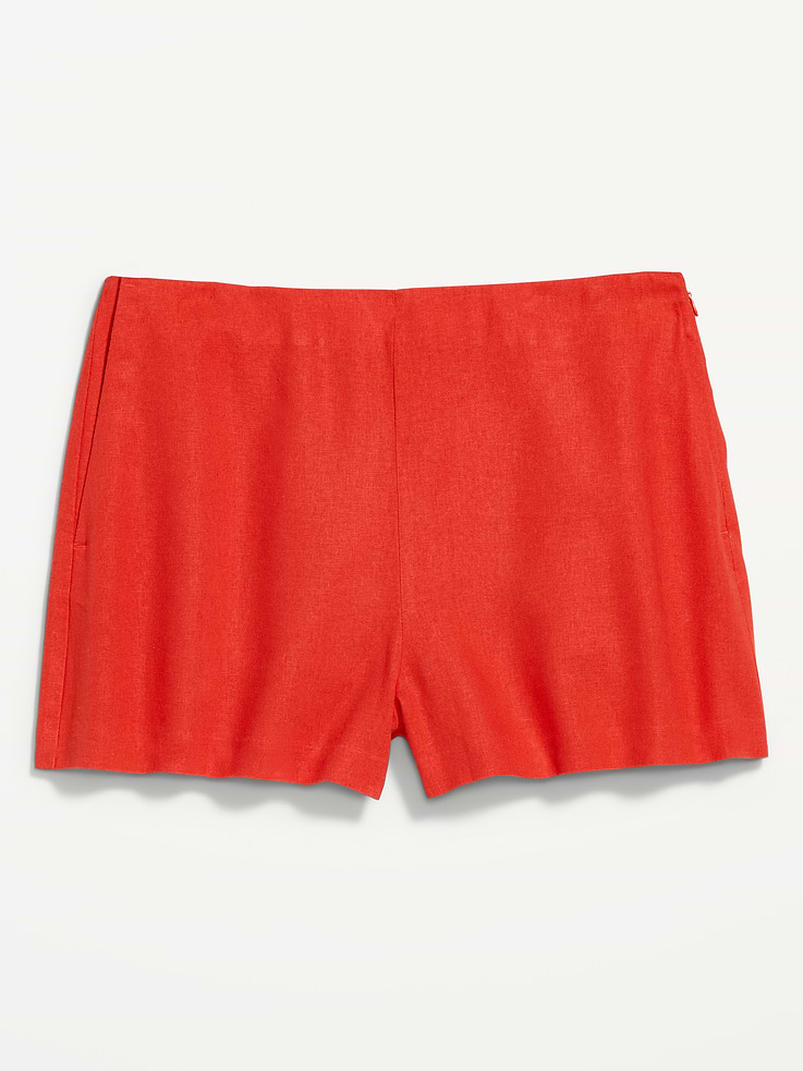 Image number 4 showing, High-Waisted Linen-Blend Micro Shorts