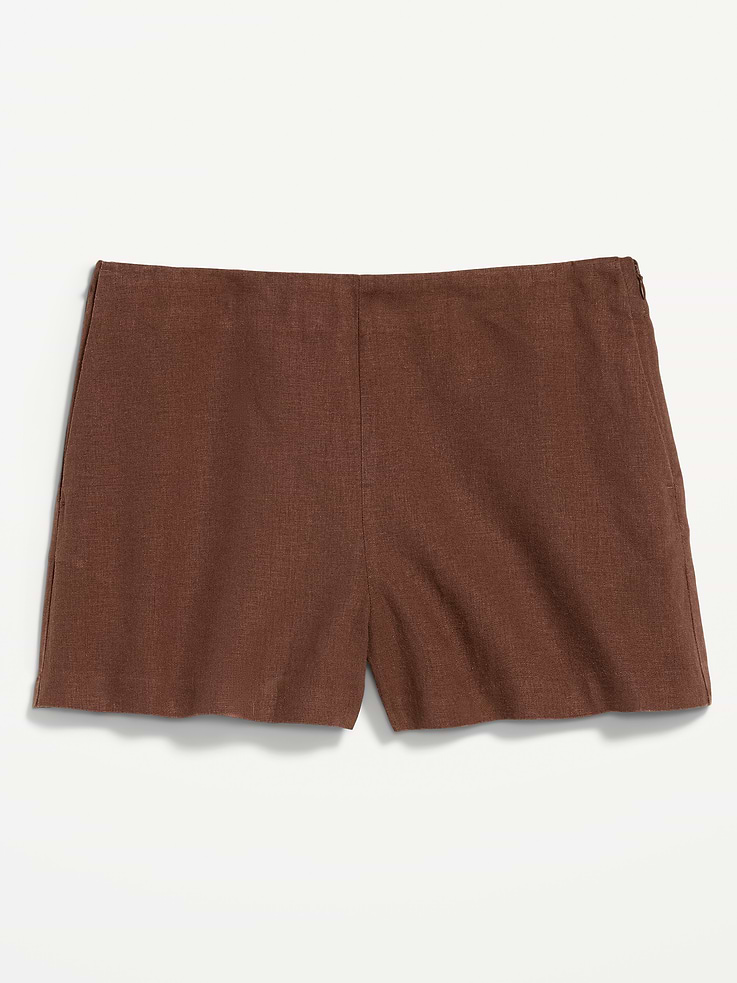 Image number 4 showing, High-Waisted Linen-Blend Micro Shorts