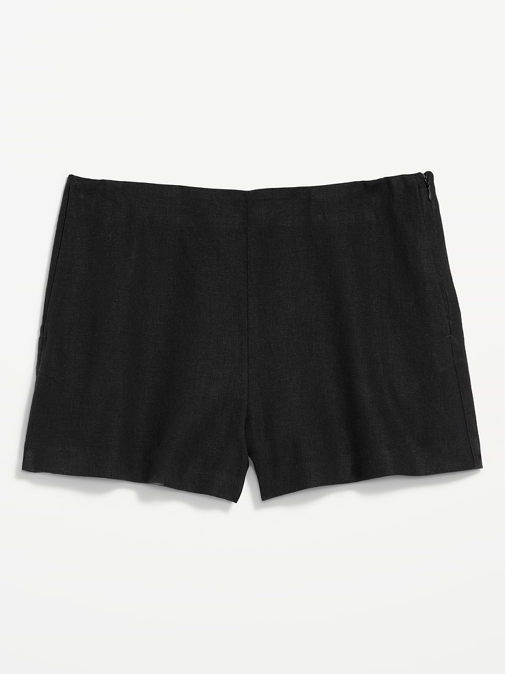 L'image numéro 4 présente Short court à taille haute en mélange de lin
