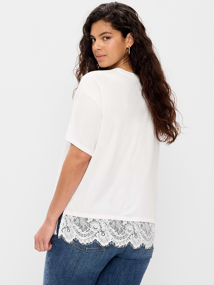 Image number 6 showing, Oversized Lace Hem T-Shirt