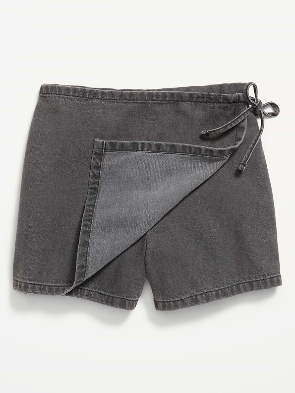 Wrap-Front Denim Skort for Girls