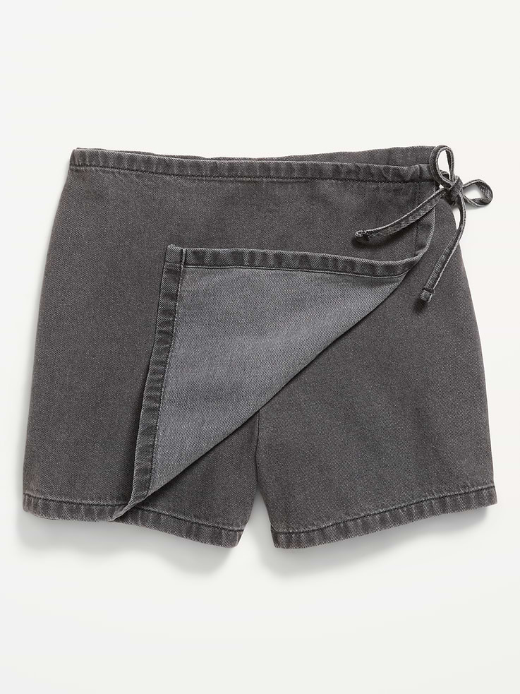Image 2 of 2, Wrap-Front Denim Skort for Girls