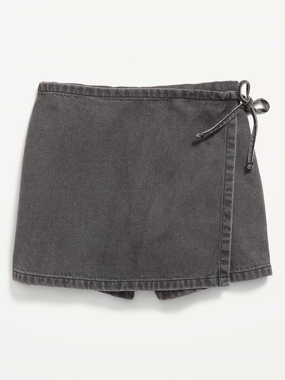 Wrap-Front Denim Skort for Girls