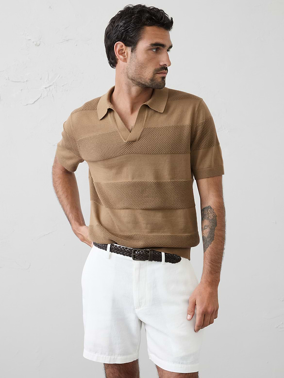 Mesh Striped Sweater Polo