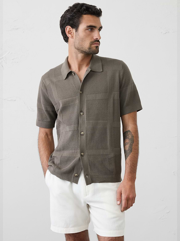 Mesh Patchwork Sweater Polo