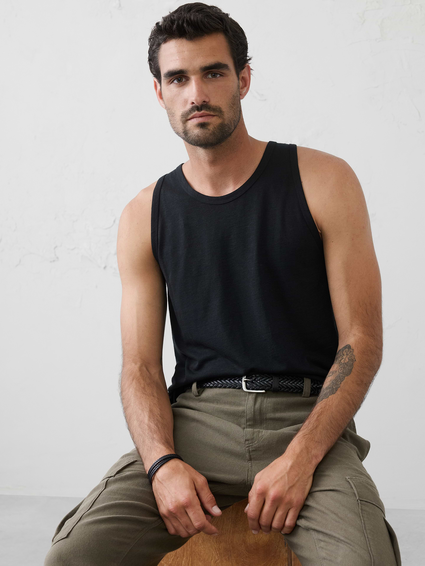 Image number 1 showing, Linen-Blend Tank
