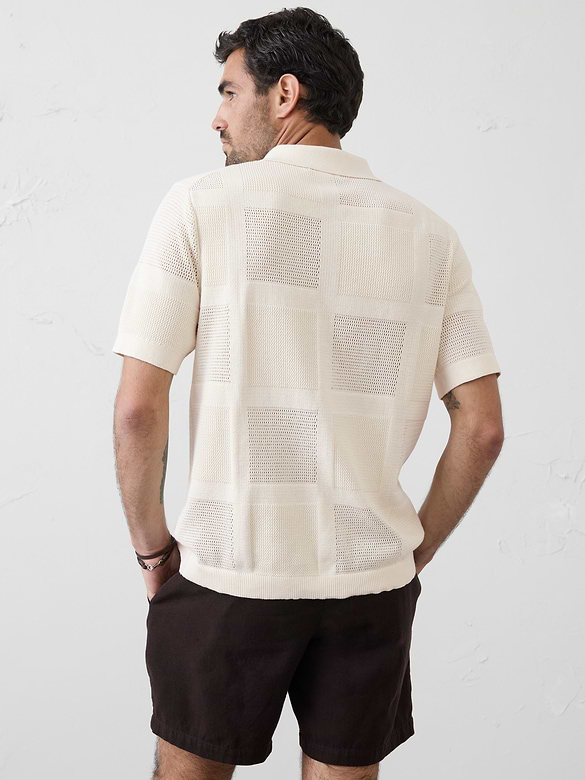 Mesh Patchwork Sweater Polo