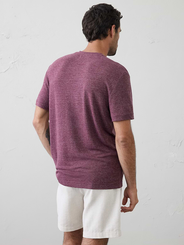 Standard-Fit Linen-Blend Notch T-Shirt