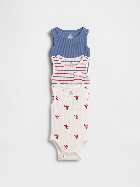 Baby First Favorites TinyRib Pocket Tank Bodysuit (3-Pack)