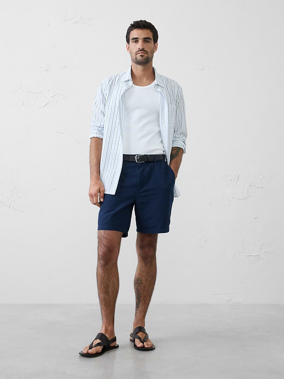 7" Seersucker Elastic-Waist Short