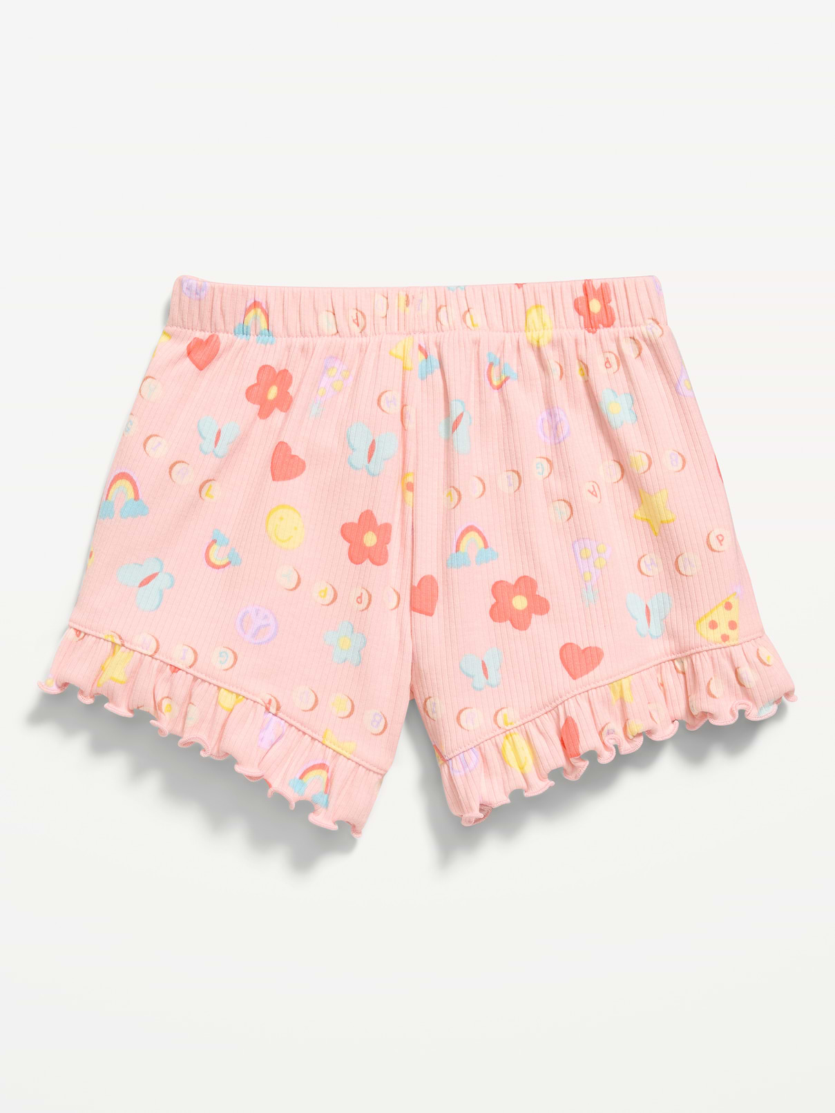 Image number 4 showing, Printed Ribbed Ruffled Shorts for Toddler Girls