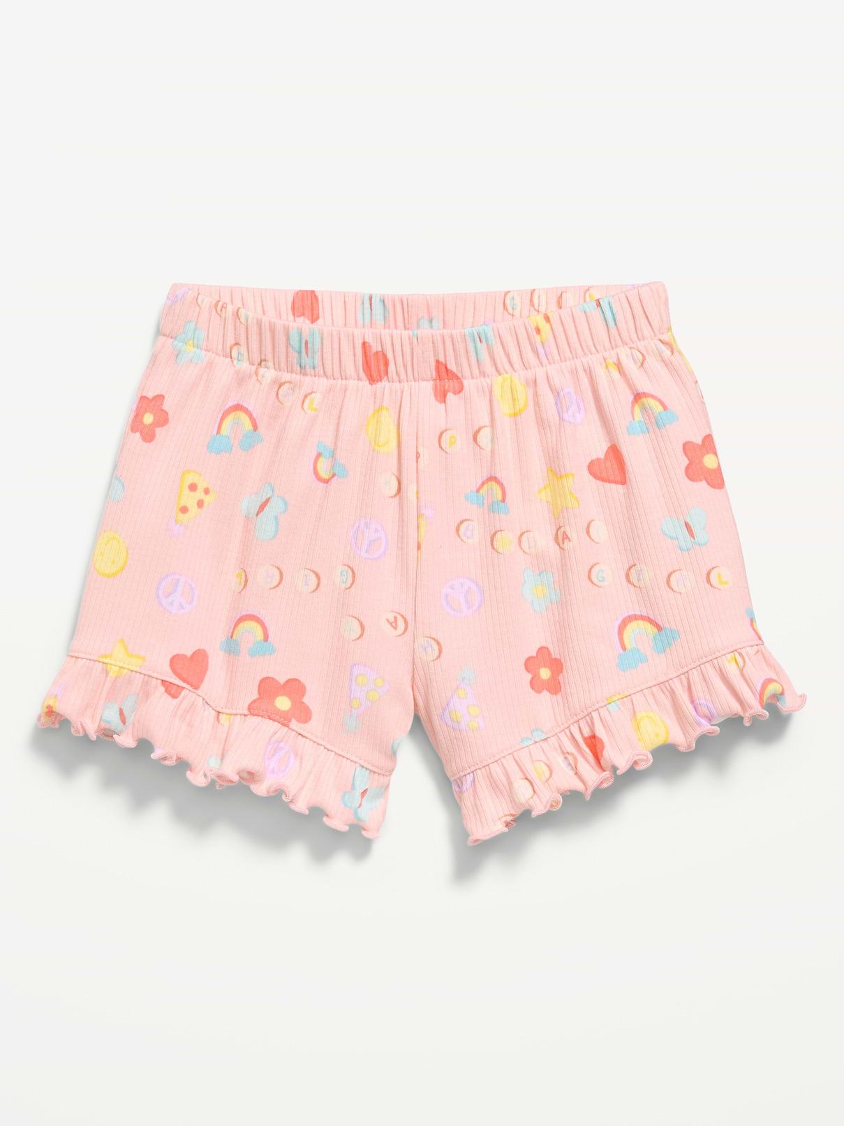 Image number 3 showing, Printed Ribbed Ruffled Shorts for Toddler Girls