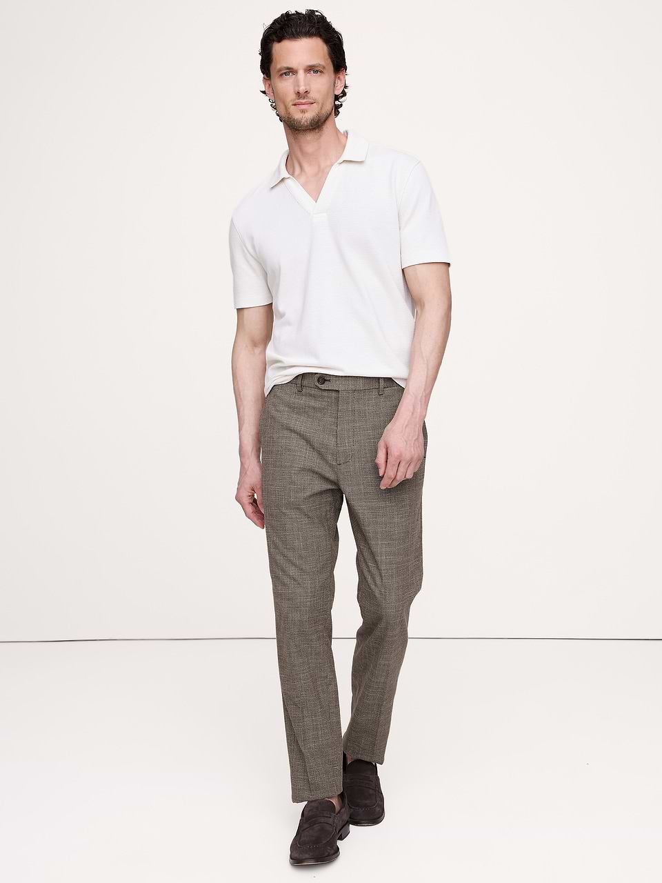 Banana Republic Men's Slim Wrinkle-Resistant Dress Pant Brown Houndstooth Size 38W 30L