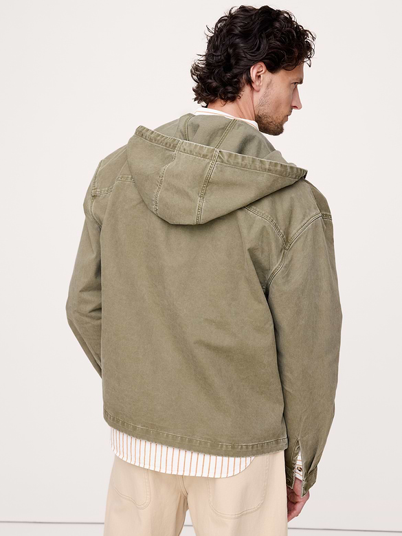 Cotton Twill Hooded Overshirt