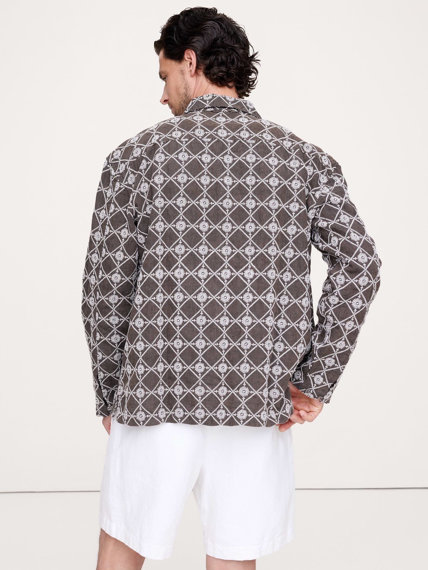 Image number 3 showing, Relaxed-Fit Embroidered Linen Long-Sleeve Resort Shirt
