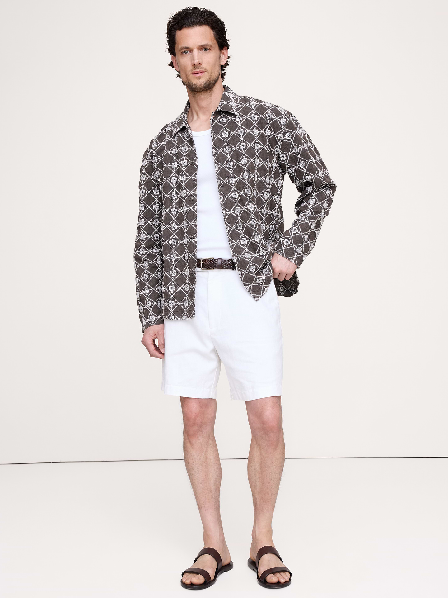 Image number 1 showing, Relaxed-Fit Embroidered Linen Long-Sleeve Resort Shirt