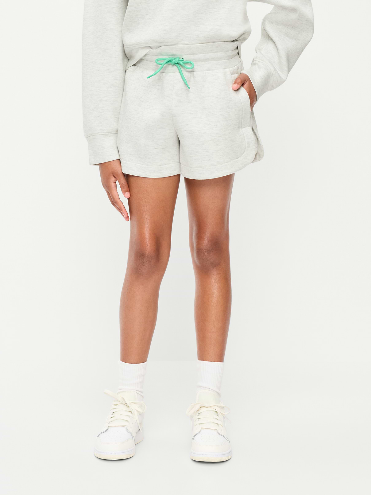 Image number 1 showing, High-Waisted Bounce Fleece Shorts for Girls
