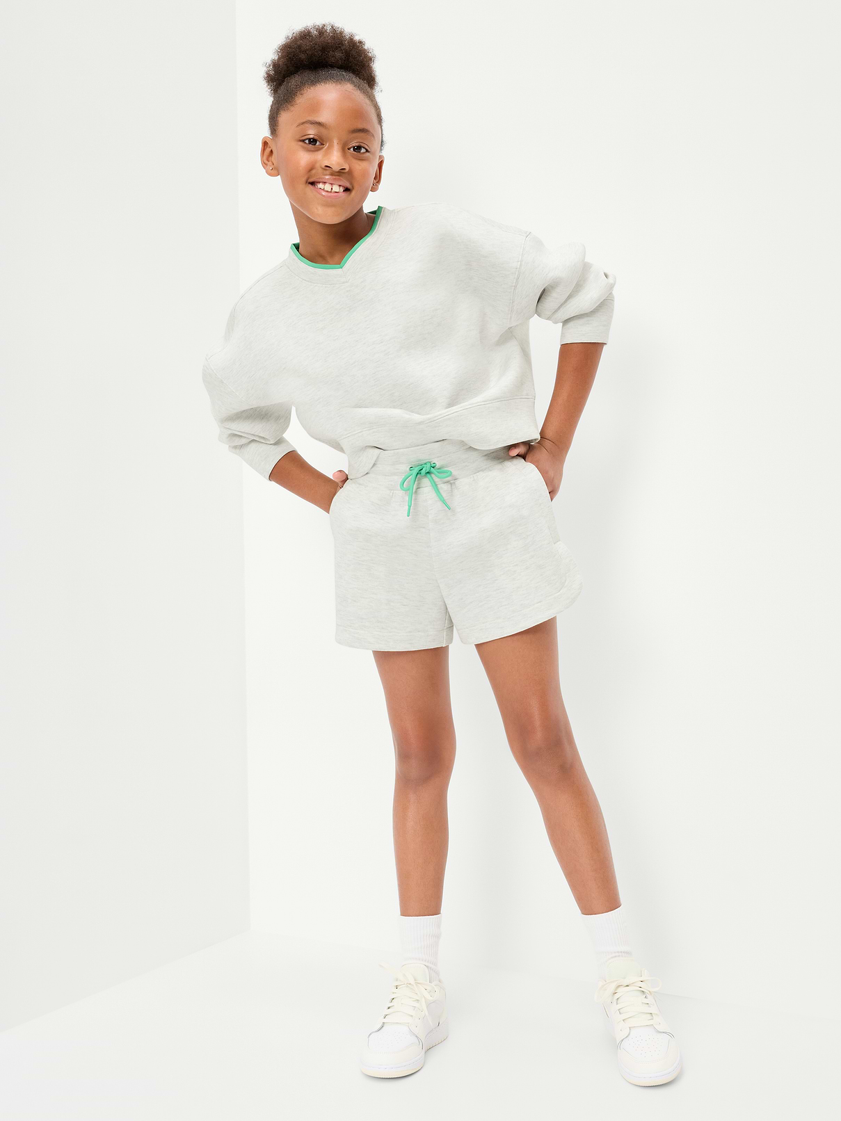 Image number 3 showing, High-Waisted Bounce Fleece Shorts for Girls