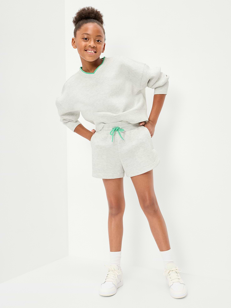 Image 3 of 4, High-Waisted Bounce Fleece Shorts for Girls