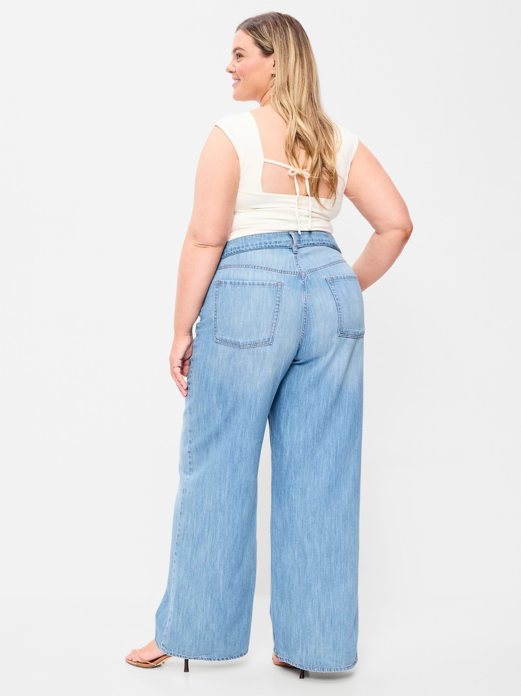 L'image numéro 9 présente Jean fluide à jambe large et taille haute