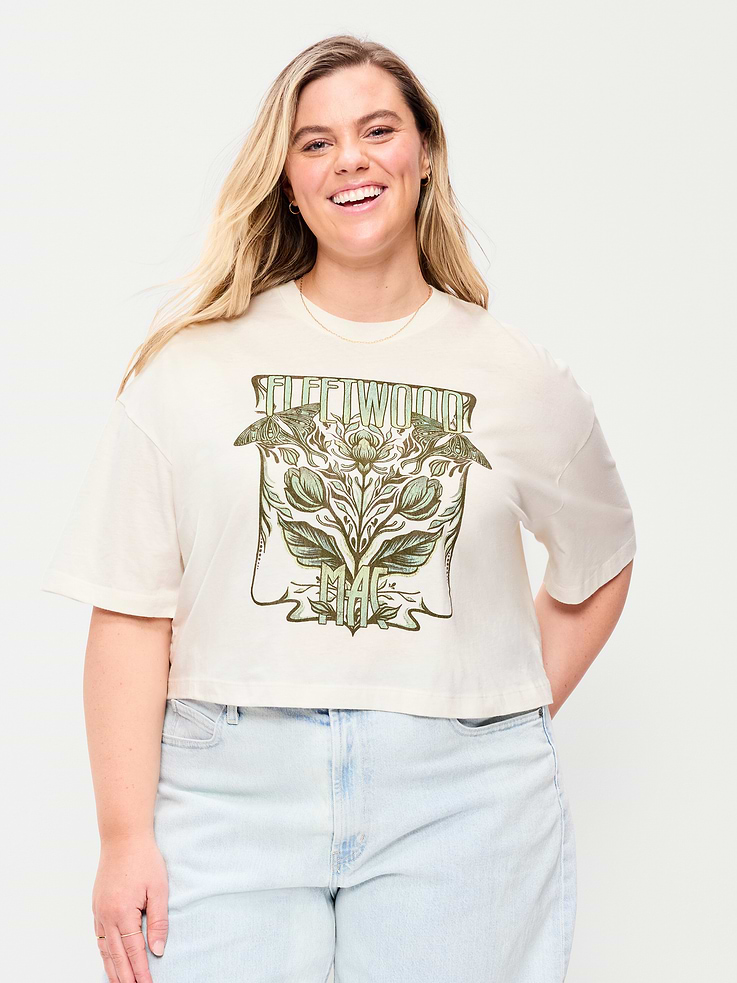 Image number 8 showing, Fleetwood Mac™ Crew-Neck Oversized Crop T-Shirt