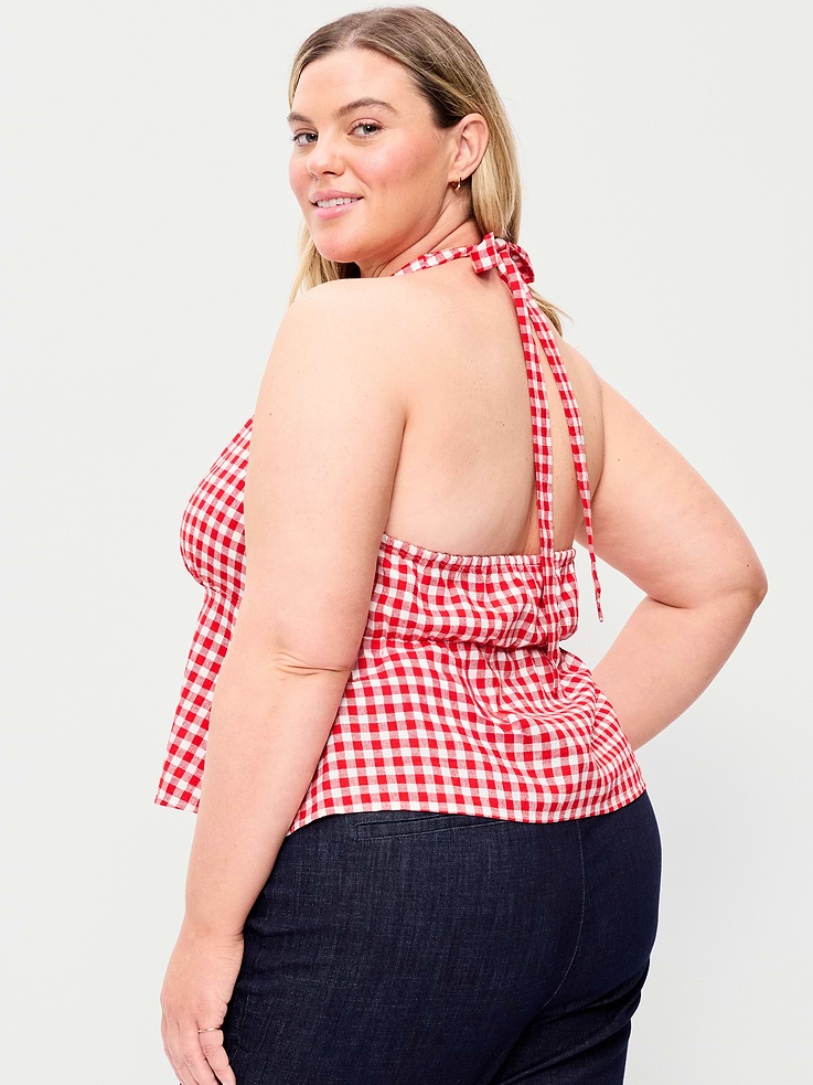 Image number 8 showing, Linen-Blend V-Neck Halter Top