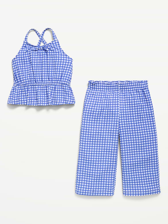Printed Sleeveless Top and Pants Set for Toddler Girls