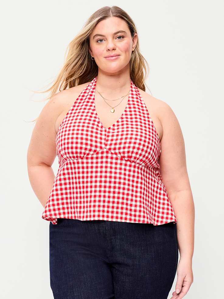 Image number 7 showing, Linen-Blend V-Neck Halter Top