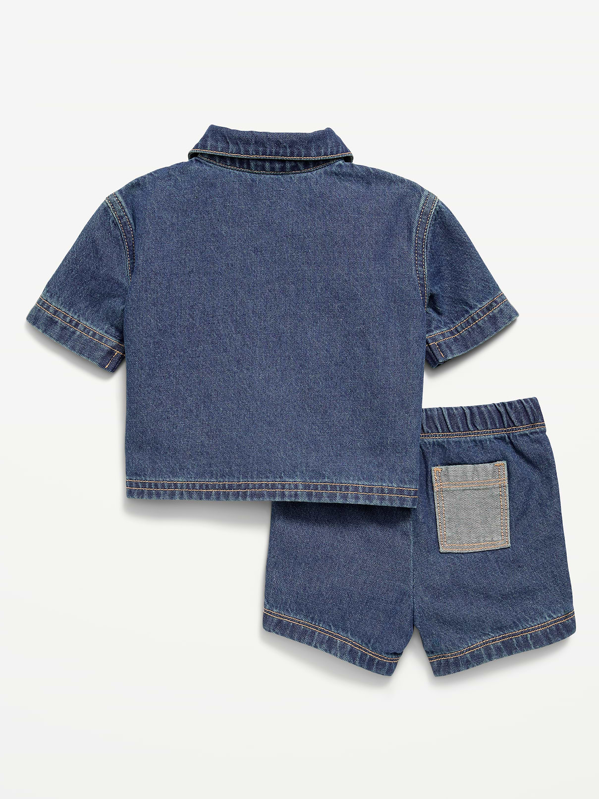 Image number 2 showing, Short-Sleeve Denim Shirt and Shorts Set for Baby
