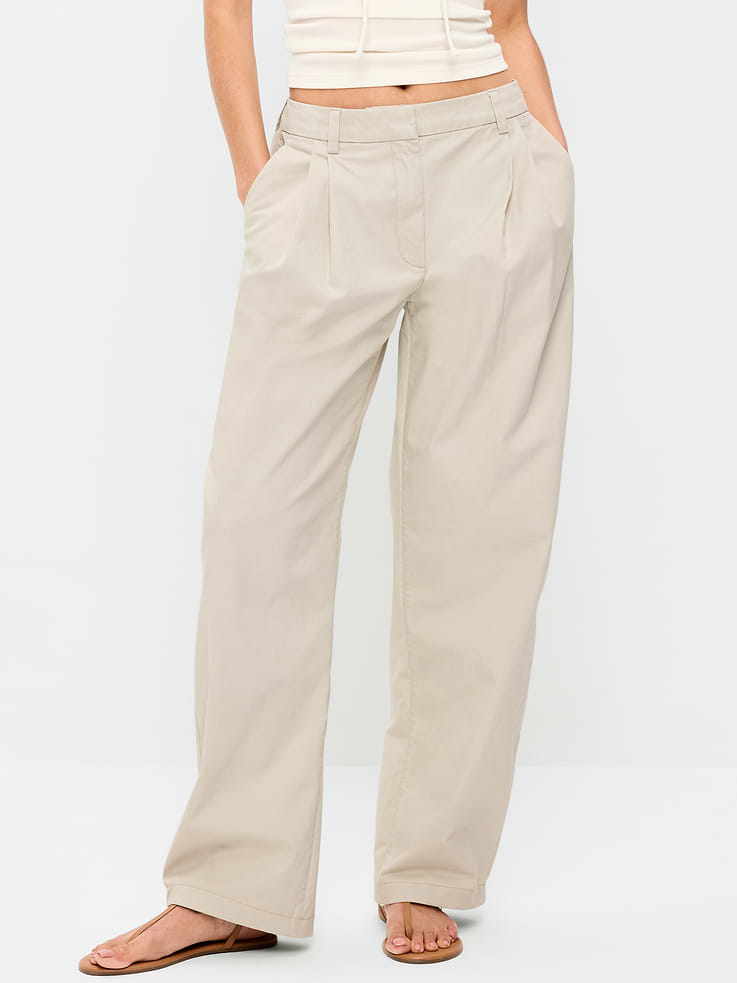 Image number 2 showing, High-Waisted Twill Barrel-Leg Pants