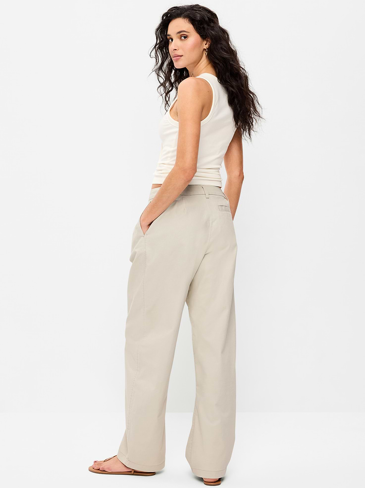 Image number 3 showing, High-Waisted Twill Barrel-Leg Pants