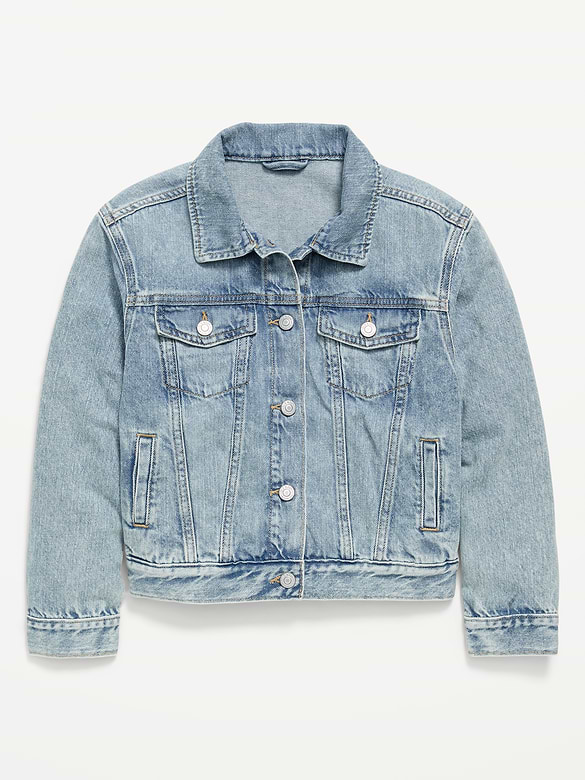 Oversized Denim Trucker Jacket for Girls