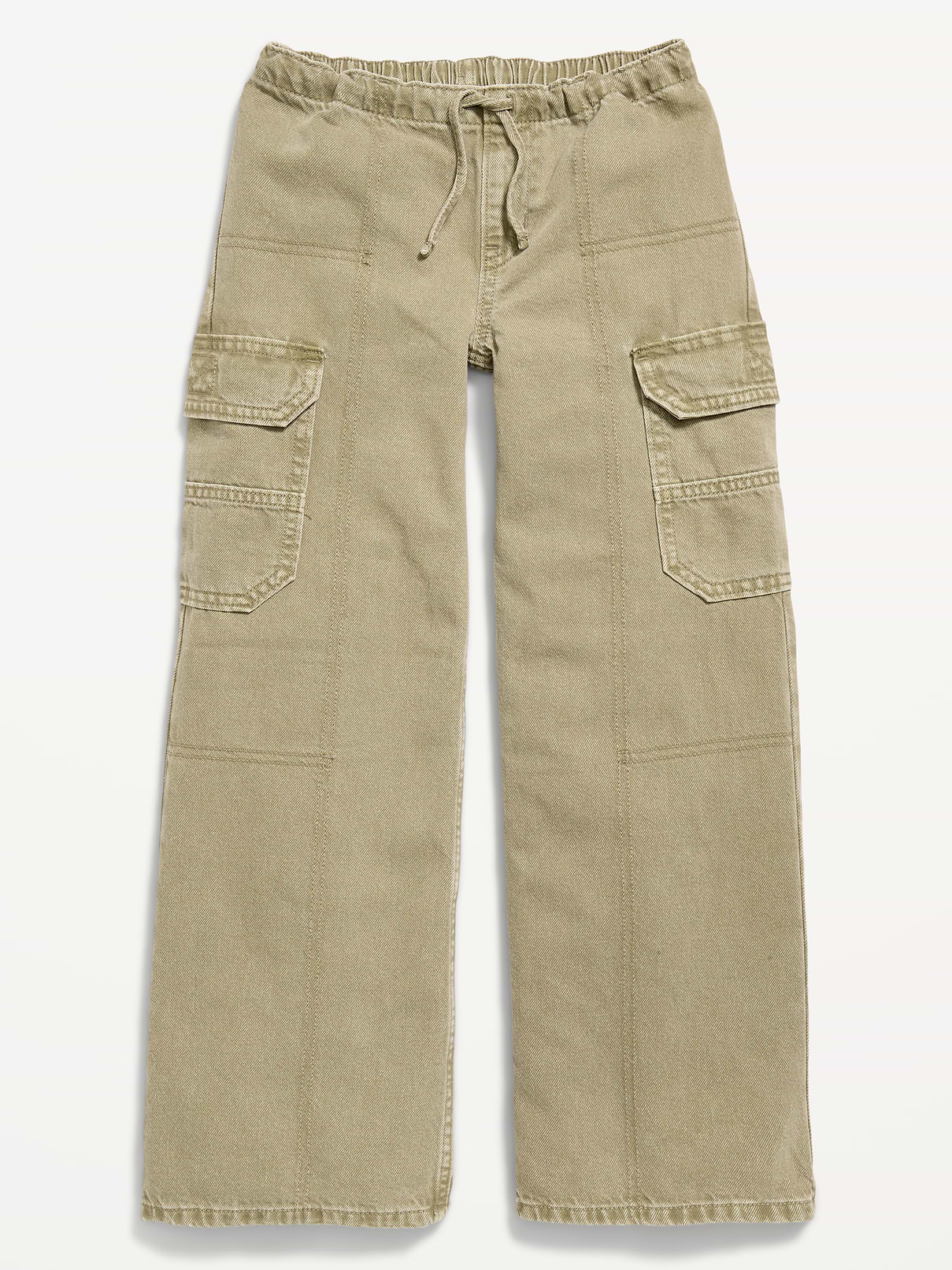 Image number 4 showing, Pull-On Low-Rise Super Baggy Wide-Leg Cargo Jeans for Girls