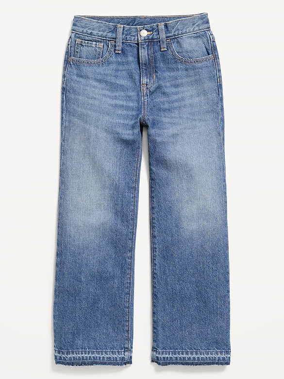 Jean coupe généreuse jambe large à taille haute pour fille