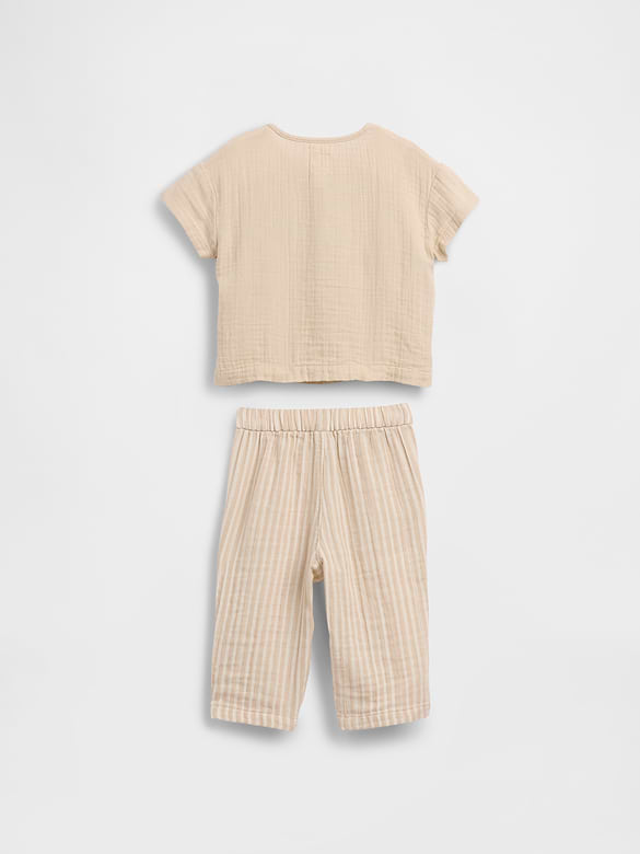 Baby Cotton Gauze Henley Outfit Set