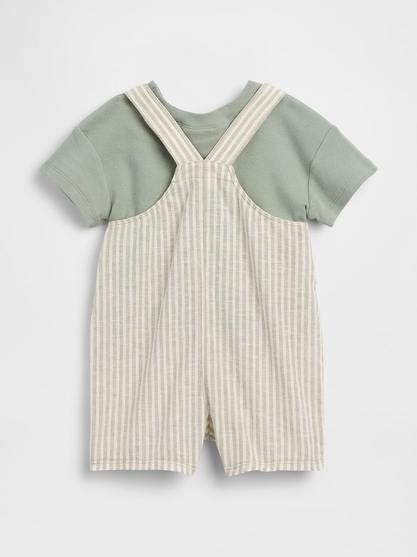 Baby Linen-Cotton Shortall Outfit Set