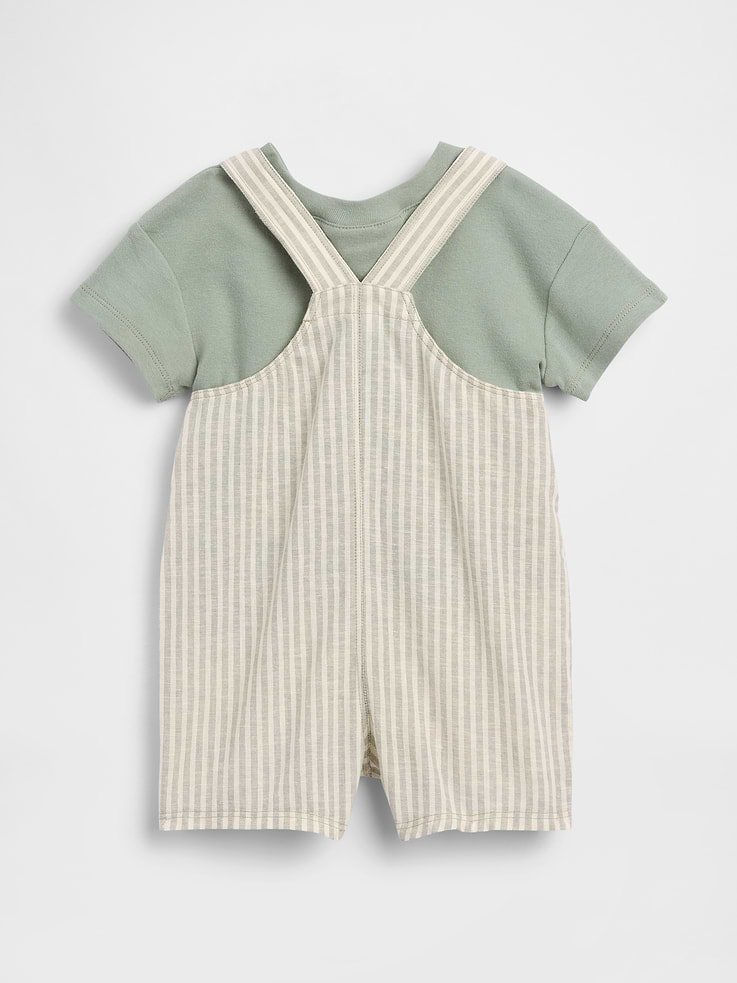 Image number 2 showing, Baby Linen-Cotton Shortall Outfit Set