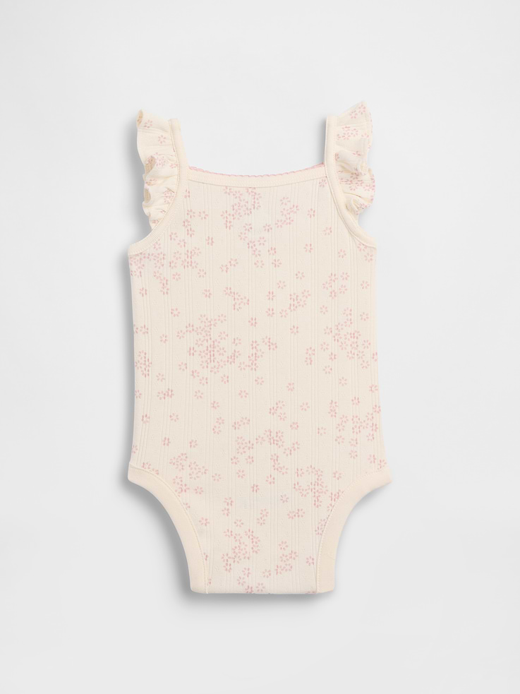 Image number 2 showing, Baby Pointelle Rib Floral Tank Bodysuit
