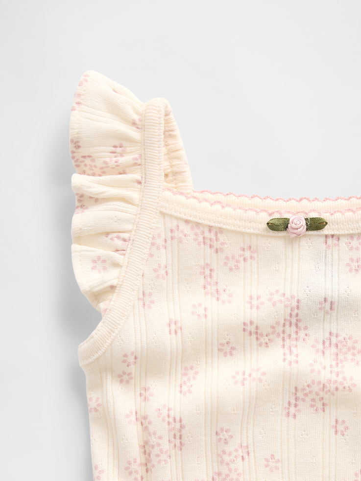 Image number 3 showing, Baby Pointelle Rib Floral Tank Bodysuit