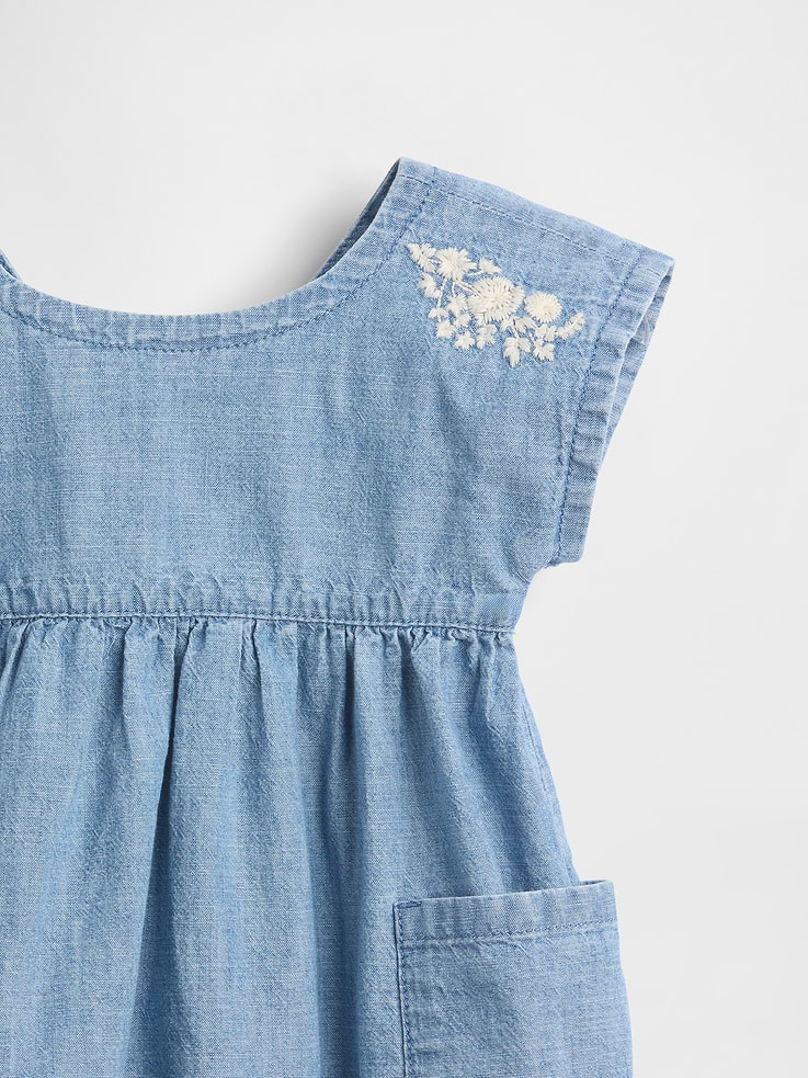 Image number 3 showing, Baby Embroidered Denim Pocket Dress