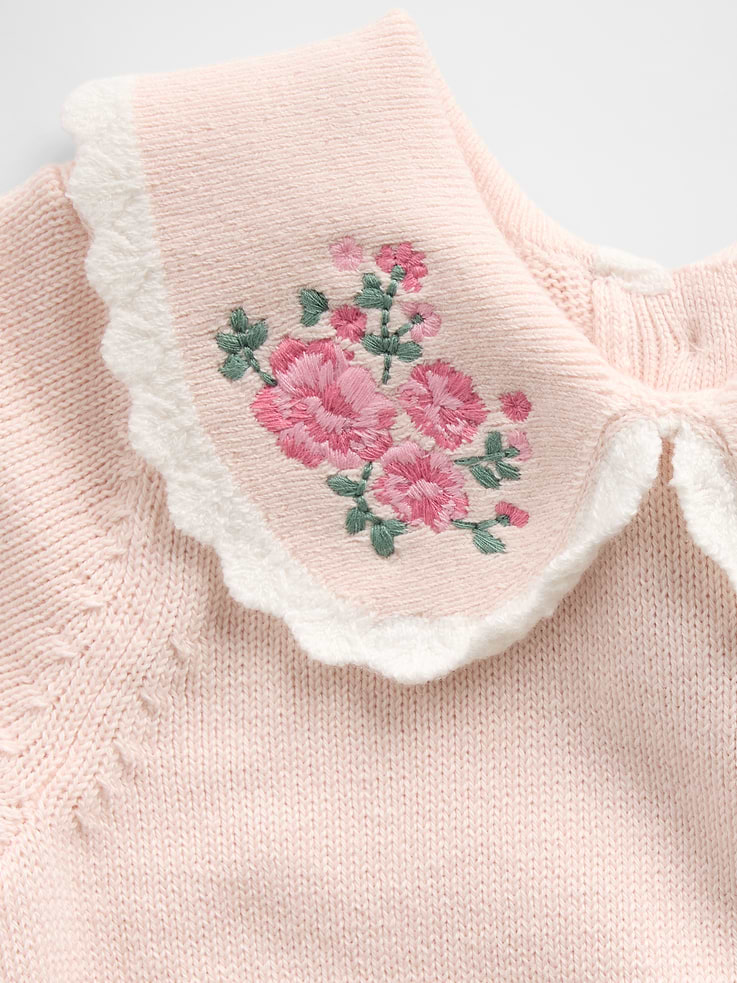 Image number 3 showing, Baby Embroidered Collar Sweater Bodysuit