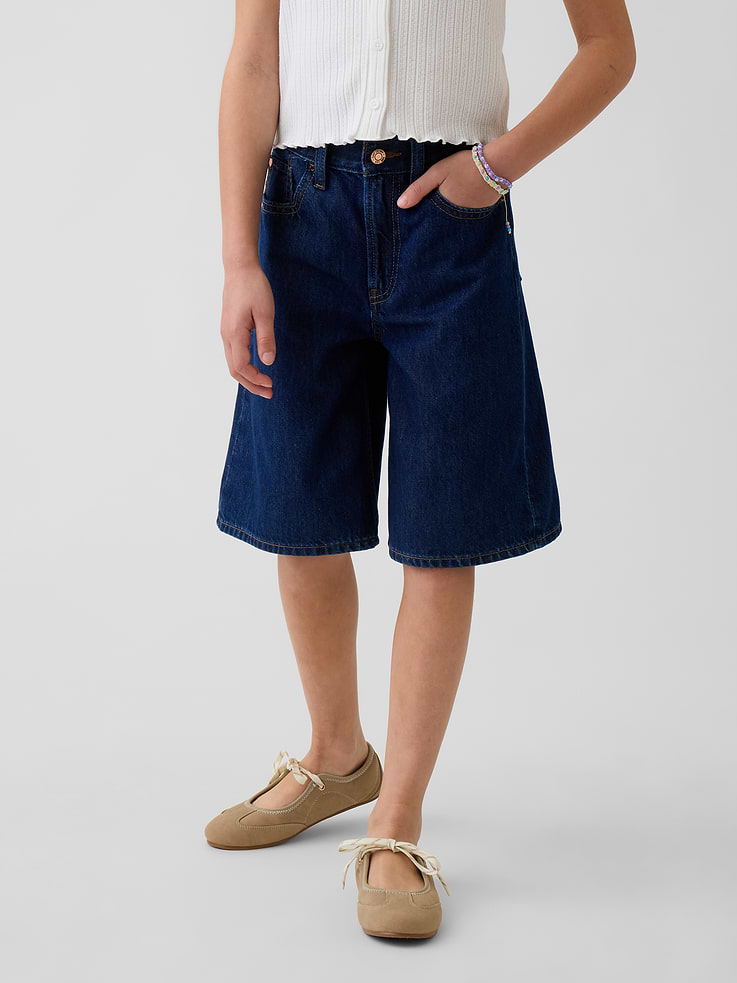 Image number 3 showing, Kids Low Rise Longline Denim Shorts